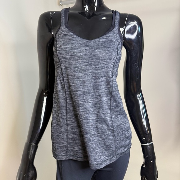 Lululemon Run For Gold Tank Heathered Black Size 6 Built-In Bra Medium Support - Picture 4 of 9